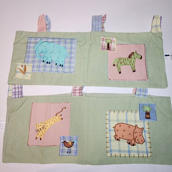 2 Kids Line window valances safari animals Boy Girl room hippo elephant unisex - Picture 1 of 10